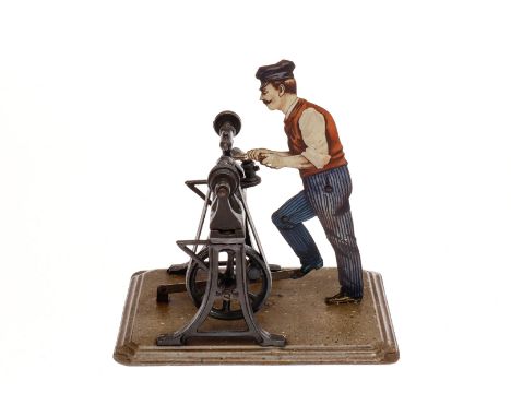 Bing Mann an Drehbank, uralt, CL, ohne Auffangbehälter, L 14, Z 2 ”Bing steam engine drive model”
