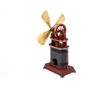 Carette stehender Heißluftmotor 686/2 1/2, mit Ventilator und Brenner, HL, Guss-Sockel 23 x 14, Gehäuse an Seite leichte Rost
