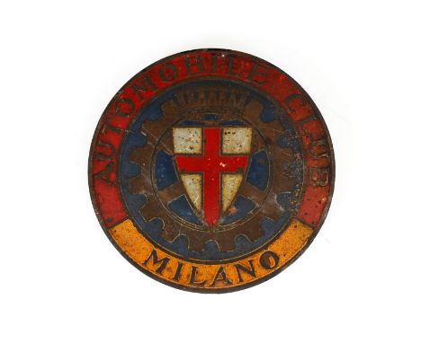 Automobil-Badge, Automobile Club Milano, Alterungsspuren, Durchmesser 7 cm, Z 3-4