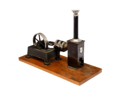 Märklin liegender Heißluftmotor 4178/3, uralt, HL, auf Holzsockel, Brenner ersetzt, luftgekühlt, ineinandergelagerte Arbeits-