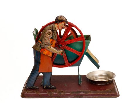 Bing Mann am Schöpfwerk, uralt, CL, Behälter fremd, LS, L 16, Z 3 ”Bing steam engine drive model”