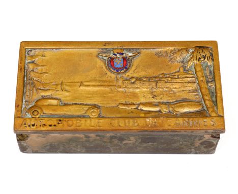 Automobil-Plakette, Automobile Club De Cannes, signiert ”Drago”, Raisse, 30er Jahre, L 9 cm, Z 2