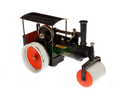Märklin Straßenwalze 4084, spritusbetrieben, mit Armaturen und Brenner, feststehender Zylinder, HL, Kessel LS, L 26, Z 2-3 ”M