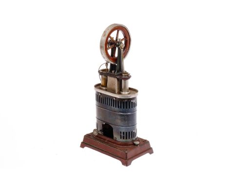 Carette stehender Heißluftmotor Nr. 686/2, uralt, mit Brenner, Guss-Sockel, HL, leichte Alterungs- und Gebrauchsspuren, Socke
