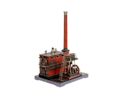 Größte Carette Pseudo-Compound-Schiffsdampfmaschine 669/71, um 1911, schwere Ausführung mit backsteinummanteltem Kessel, Gloc