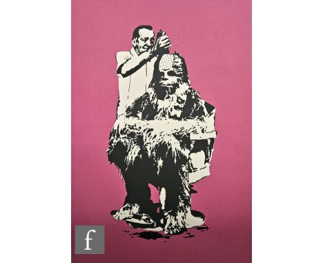 Eelus (Born 1979) - 'Chewbarber', screen print, signed in pencil, numbered 48/200, framed, 64cm x 44cm, frame size 88cm x 65c