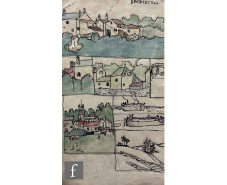 Albert Wainwright (1898-1943) - Brotherton, a sketch depicting landscape studies, to the reverse further sketches of Boston S