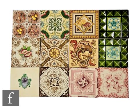 Assorted makers - A collection of 19th Century dust pressed tiles from Cambell, Henry Richards, J.H. Barratt, W J Taylor, Der