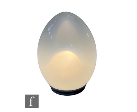 Goffredo Reggiani - Studio Reggiani - An 'Egg' table lamp with opalescent glass ovoid shade above a chromium plated base, hei