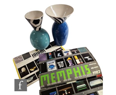 Memphis Milano - Two Furniture Milano exhibition flyer posters for the Milan Furniture fair in 1982 and 1983, 97cm x 34cm, to