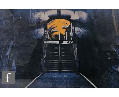 Gerd Winner (German, Born 1936) - Underground escalator, screen print, signed in pencil, numbered 19/100, framed, 48cm x 68cm