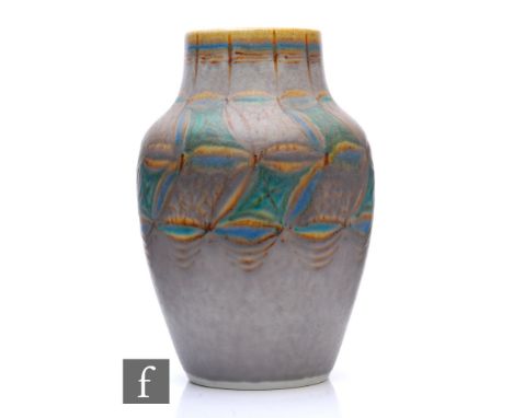 Gladys Rogers and Edward Radford - Pilkingtons Royal Lancastrian - A large 1930s Art Deco vase, shaped 3287, decorated with a