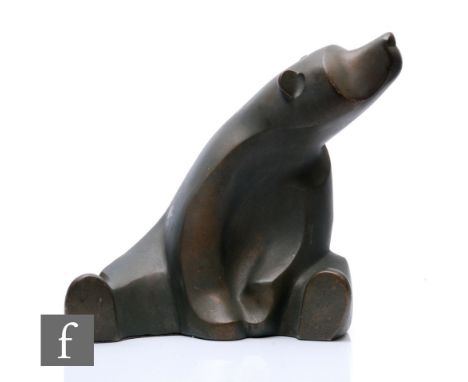 Alexander Danel - Austin productions - 'Modern Bear', the ceramic patinated bear figure in seated position, signed to back, h