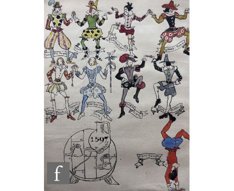 Albert Wainwright (1898-1943) - A sketch depicting multiple studies of character costume designs, to the reverse a study of a