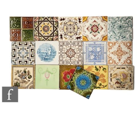 Assorted makers - A collection of 19th Century dust pressed tiles from William Wood, Mintosn Ltd, Birch Tile Co, Jackson Brot