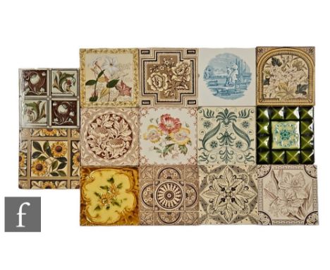Assorted makers - A collection of 19th Century dust pressed tiles from Alfred Meakin, Micklethwait, Steel &amp; Wood, Mintons