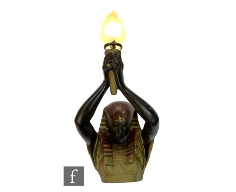 Unknown - A mid Century vintage Pharaoh wall light, the figural relief moulded light fitting&nbsp; modelled in ancient Egypti