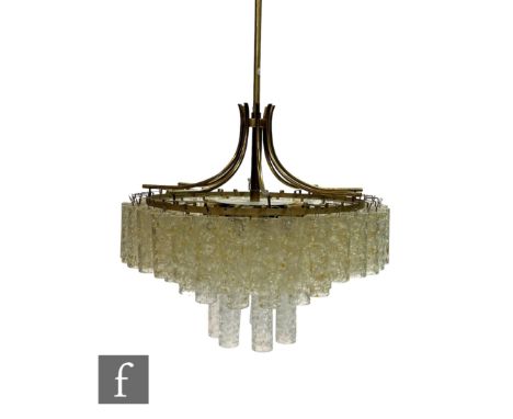 Doria Lucheten - A ice glass ceiling pendant light, the four tier pendant with a series of glass tubes, height 95cm. 