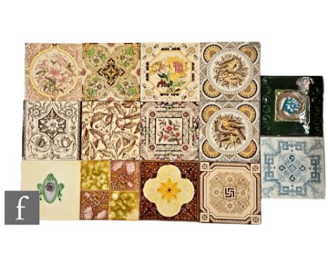 Assorted makers - A collection of 19th Century dust pressed tiles from T. G. &amp; F Booth, Steele &amp; Wood, Birch Tile Co,