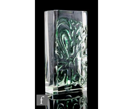 Ladislaw Olivia - Exbor - An Omeba range crystal glass vase, circa 1970, the rectangular sleeve form relief moulded with an a