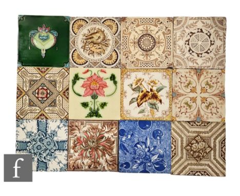 Assorted makers - A collection of 19th Century dust pressed tiles from Mintons Ltd, Smith Ford Jones, Carron Co, Alfred Meaki