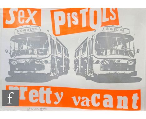 Jamie Reid (1947-2023) - 'Sex Pistols - Pretty Vacant', lithograph, signed in pencil, numbered 117/200, framed, 72cm x 99cm, 
