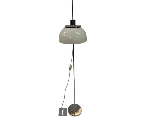 Harvey Guzzini - A 1970s 'Faro' floor lamp, Art. 2248, the&nbsp;round chromed iron base extending to a chrome rod, with white