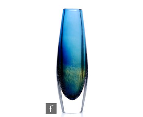 Sven Palmqvist - Orrefors - A large post war Kraka glass vase circa 1955, of tall compressed teardrop form cased in clear cry
