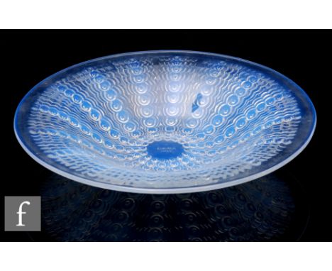 Rene Lalique - An Oursins bowl, pattern no.10-3041, circa 1935, with radial panels of wave lines and spots in graduated opale
