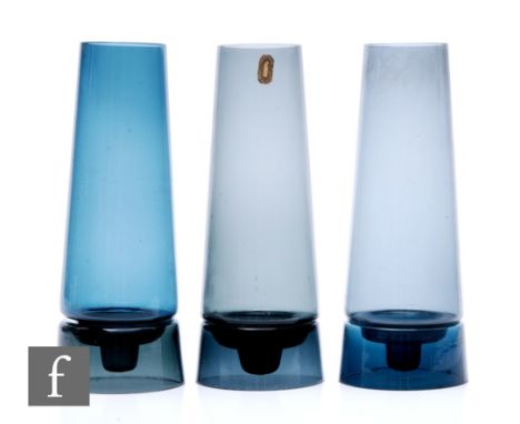 Geoffrey Baxter - Whitefriars - A set of three shape M129 candle light lanterns circa 1966, each with a shallow circular stan