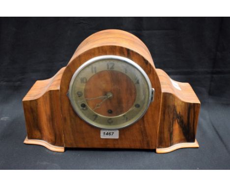 A walnut case Westminster chime mantel clock, by Anvil, made in Baden