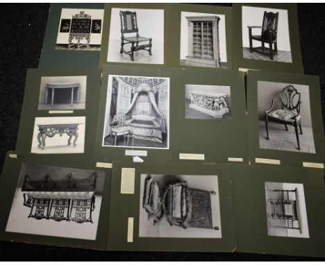 Antique Furniture and Design - a set of eleven b/w exhibition photographs, of 17th and 18th century English furniture, includ