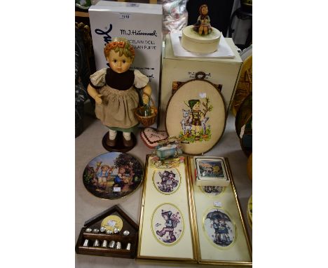 A Goebel Hummel ceramic circular box, Happy Pastime, boxed; another, porcelain doll, Valentine Gift, exclusive edition, boxed