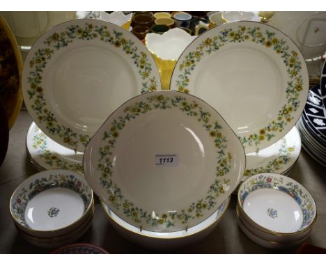 A Royal Worcester fruit set; a set of Royal Doulton Ainsdale pattern dinner plates and sandwich plate