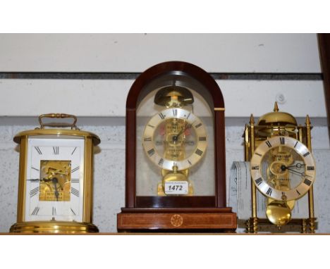 A Sewills of Liverpool brass lantern mantel clock, instructions; two other reproduction mantel clocks by Sewills (3)