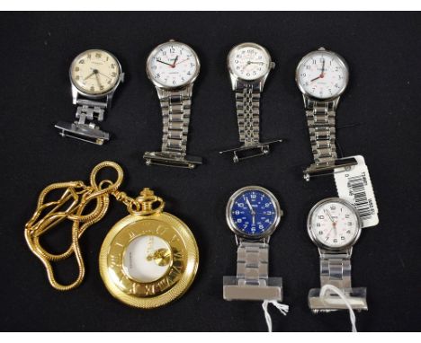 Watches - a vintage Ingersoll stainless steel cased nurses fob watch, silvered dial, luminous Arabic numerals, centre seconds