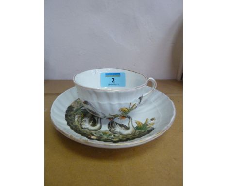 'Swan Service' tea cup and saucer bearing Meissen marks&nbsp;