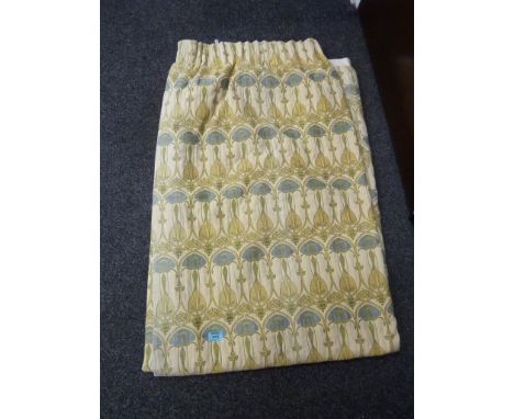 Two sets of lined curtains in an Art Nouveau design fabric (Set 1 - 320cm wide x 203 drop, Set 2 - 244 cm wide by 203cm)  Con