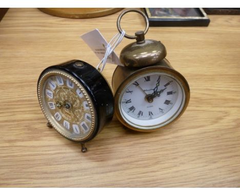 Japy France alarm clock and another brass alarm clock H7cm 