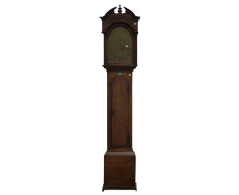 18th century mahogany eight day longcase clock with brass dial signed William Nicoll Edinburgh, H226cm