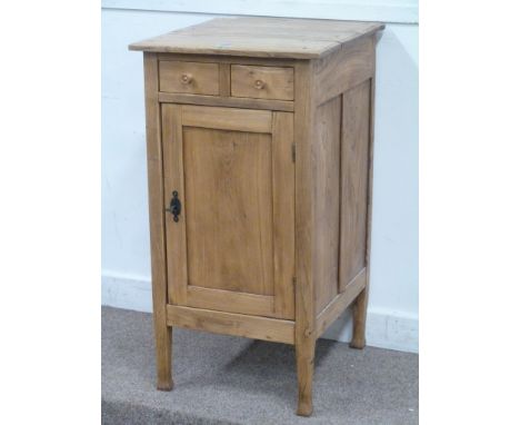 Light elm cabinet fitted with single cupboard and two drawers, W50cm, H94cm