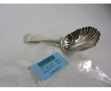 Silver caddy spoon by William King London 1835