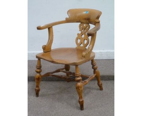 Victorian light elm smokers bow Captains armchair