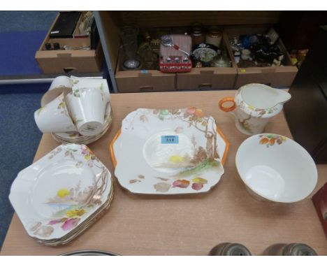 Shelley china tea service - six settings (lacking two cups) Reg. No. 781613