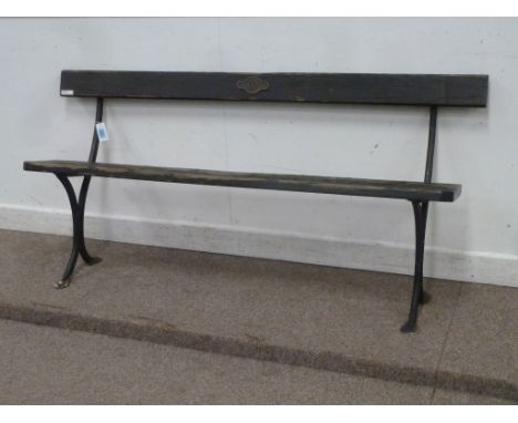 Victorian 'Railway' bench with plank seat and back, W164cm