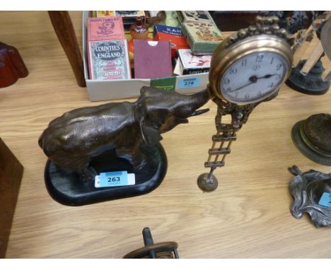 Bronzed elephant clock H27cm 