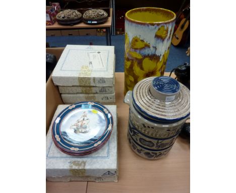 West German stick stand, Rumtoft pot and 'Great Sailing Ships of Discovery' collector's plates