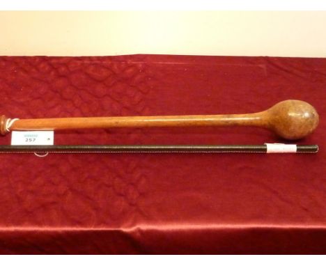 WWII RNVR officer's swagger stick and a wooden club