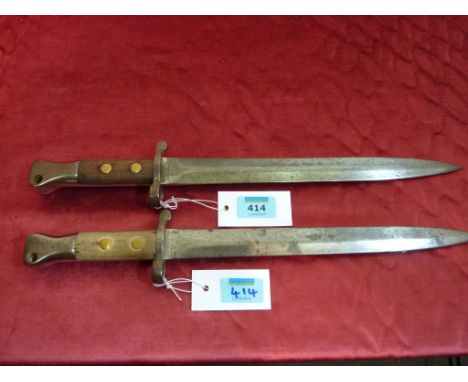 Two late Victorian bayonets by Wilkinson London 30cm double edge blades