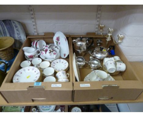 Edwardian tea service, another tea service and silver plate in two boxes 